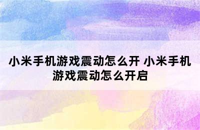 小米手机游戏震动怎么开 小米手机游戏震动怎么开启